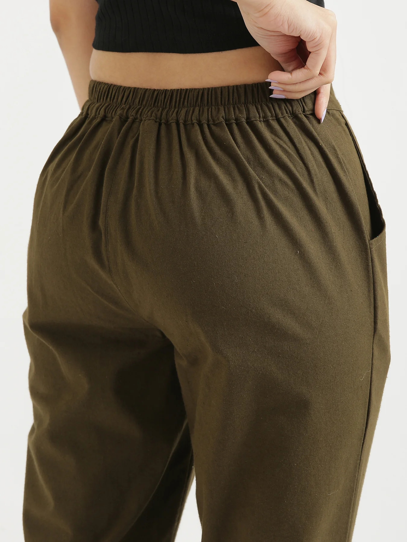 Everyday Cotton Pants - Olive green