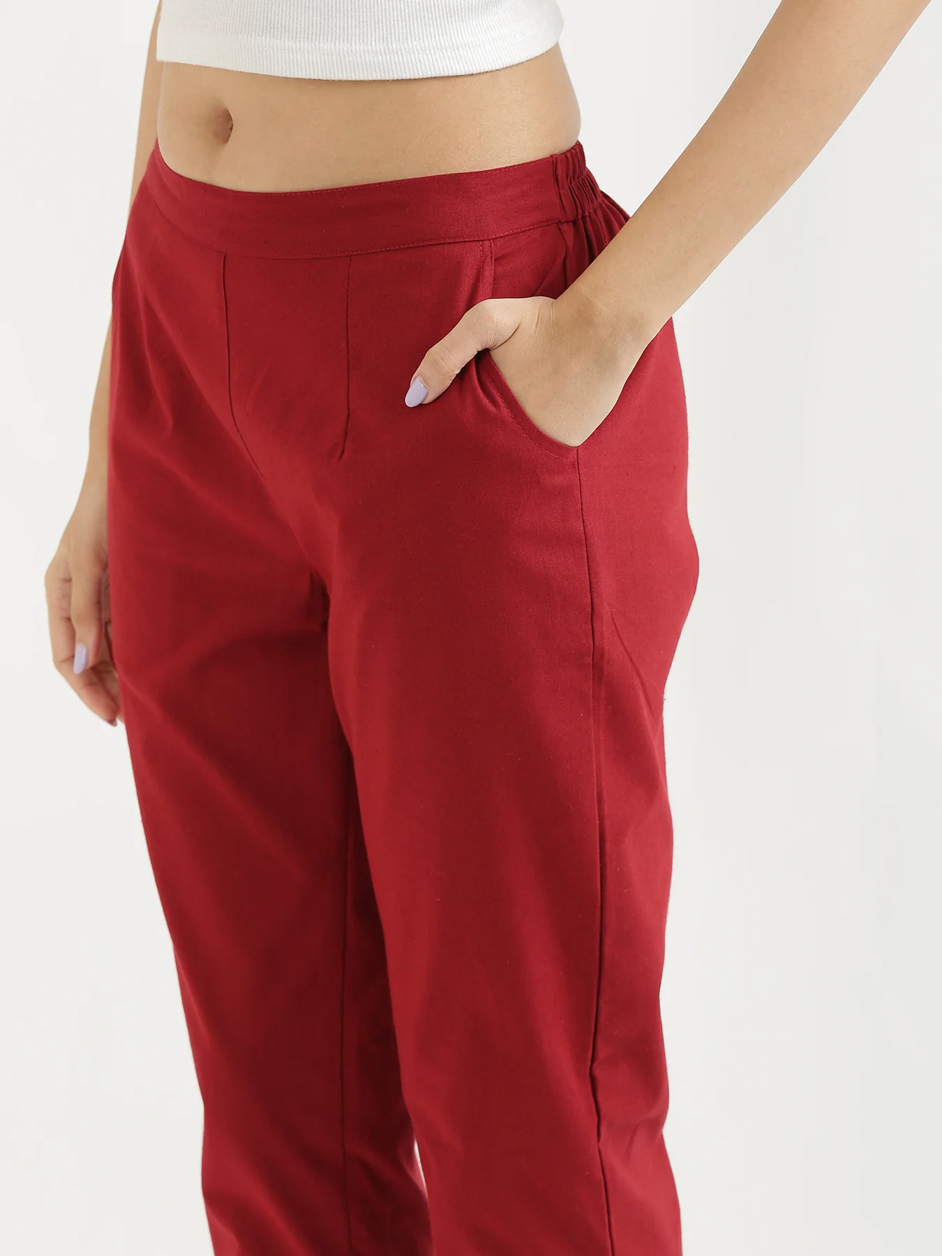 Everyday Cotton Pants - Maroon