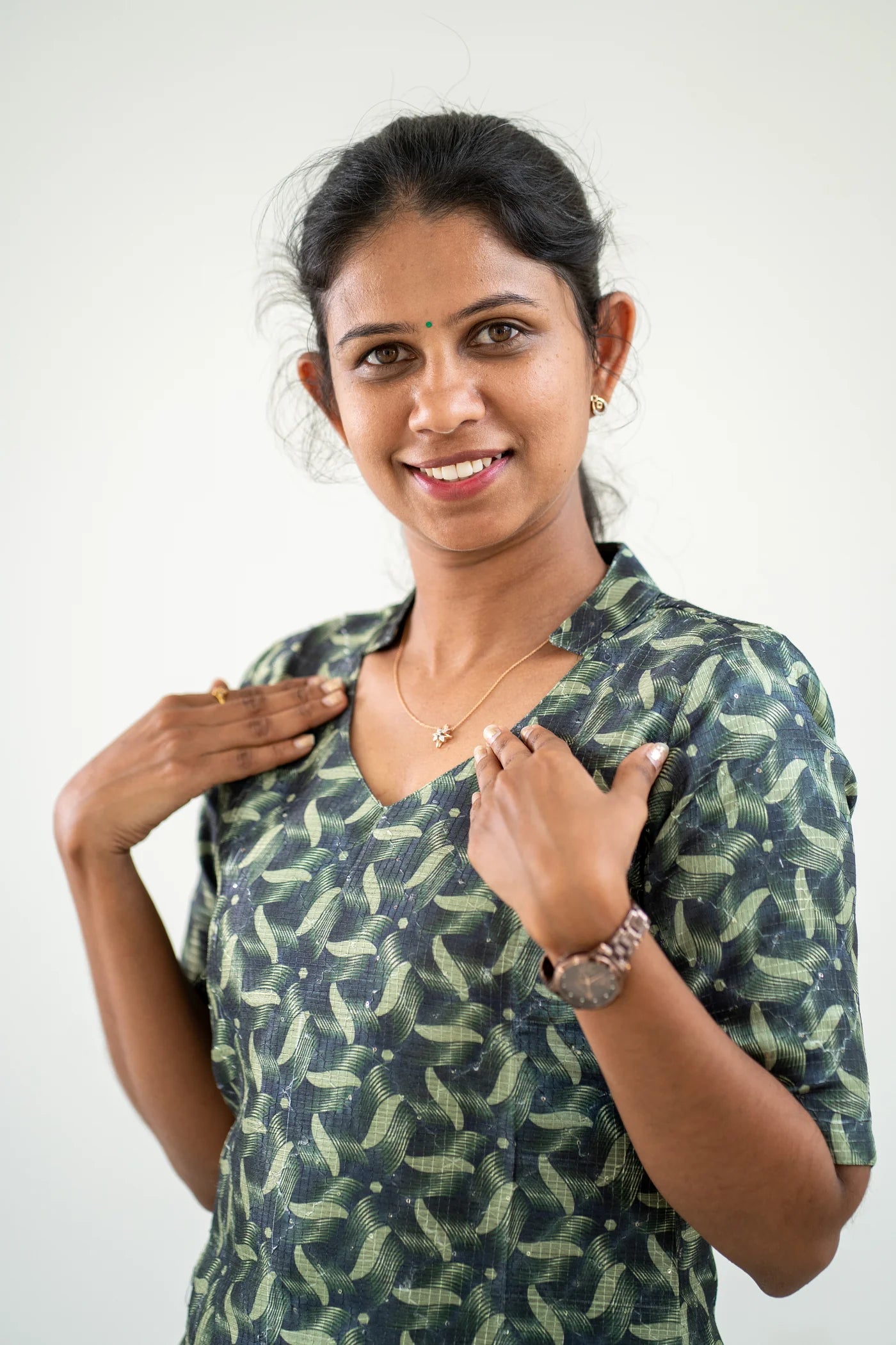 Eilaa - Olive Flow Organza Top