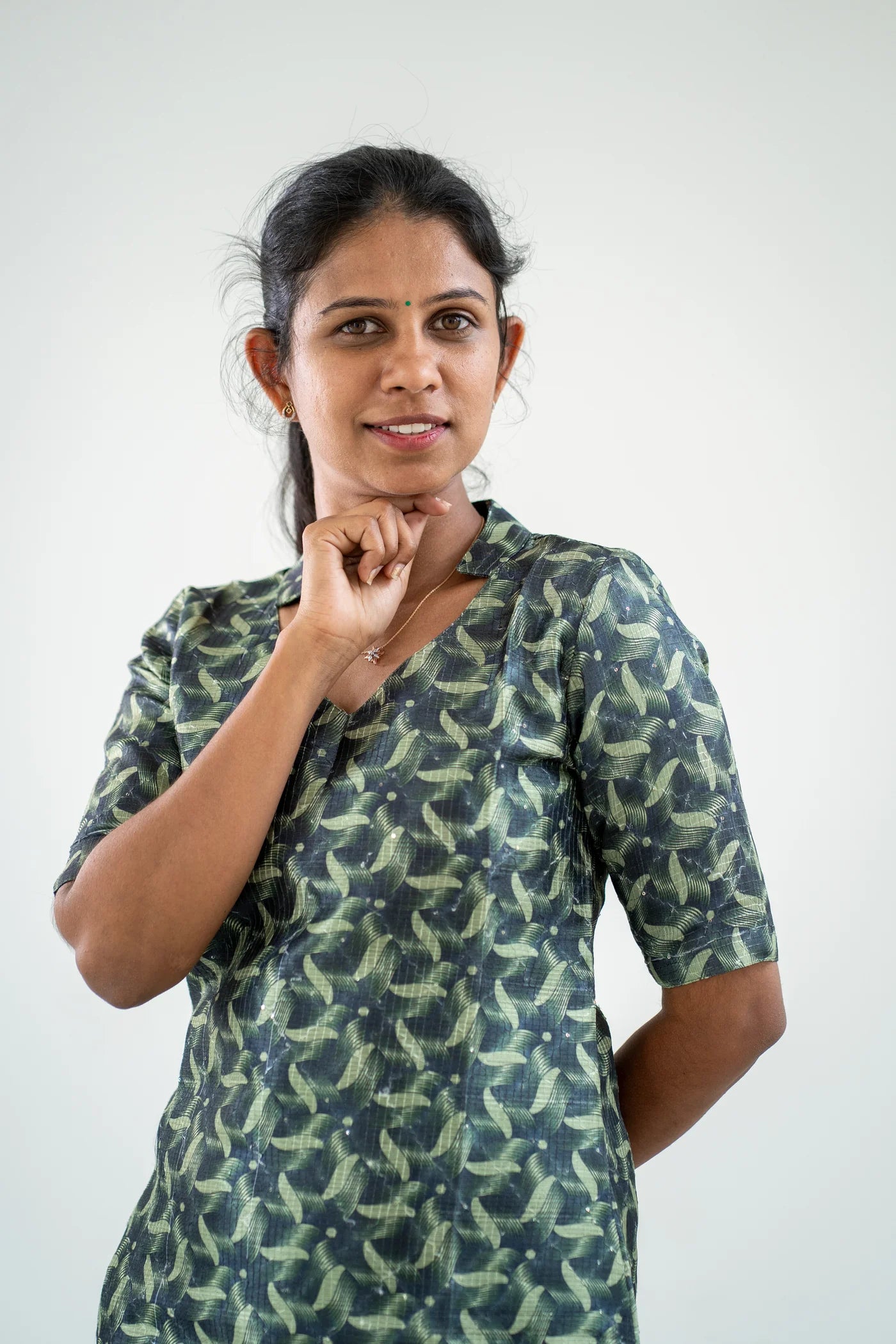Eilaa - Olive Flow Organza Top
