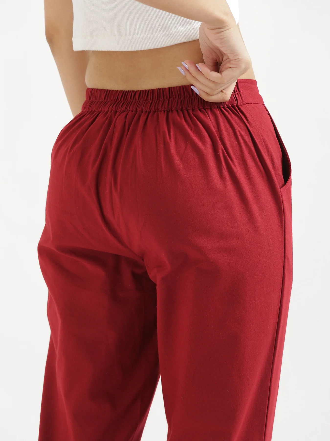 Everyday Cotton Pants - Maroon