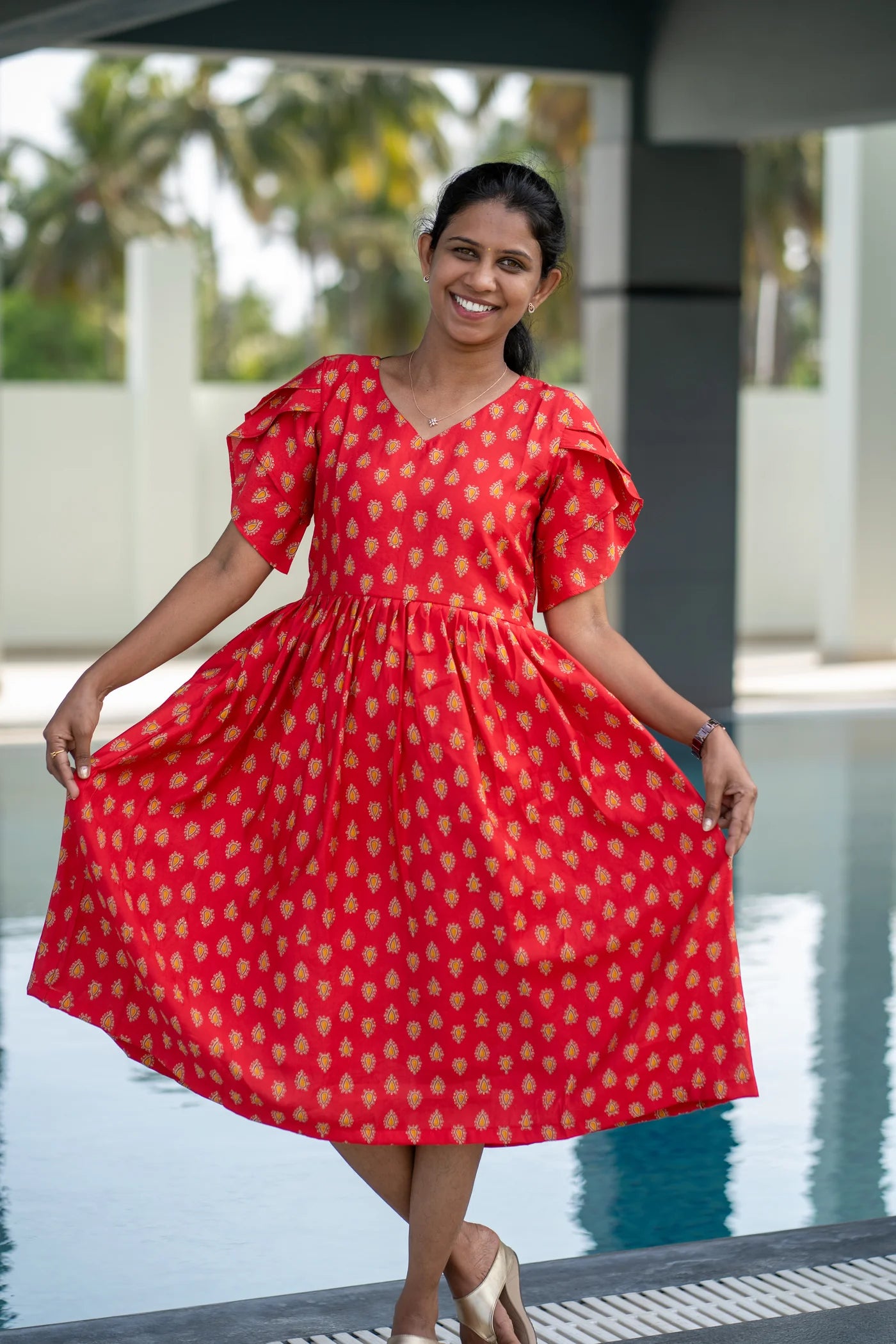 Eilaa - Twirl In Scarlet Gown