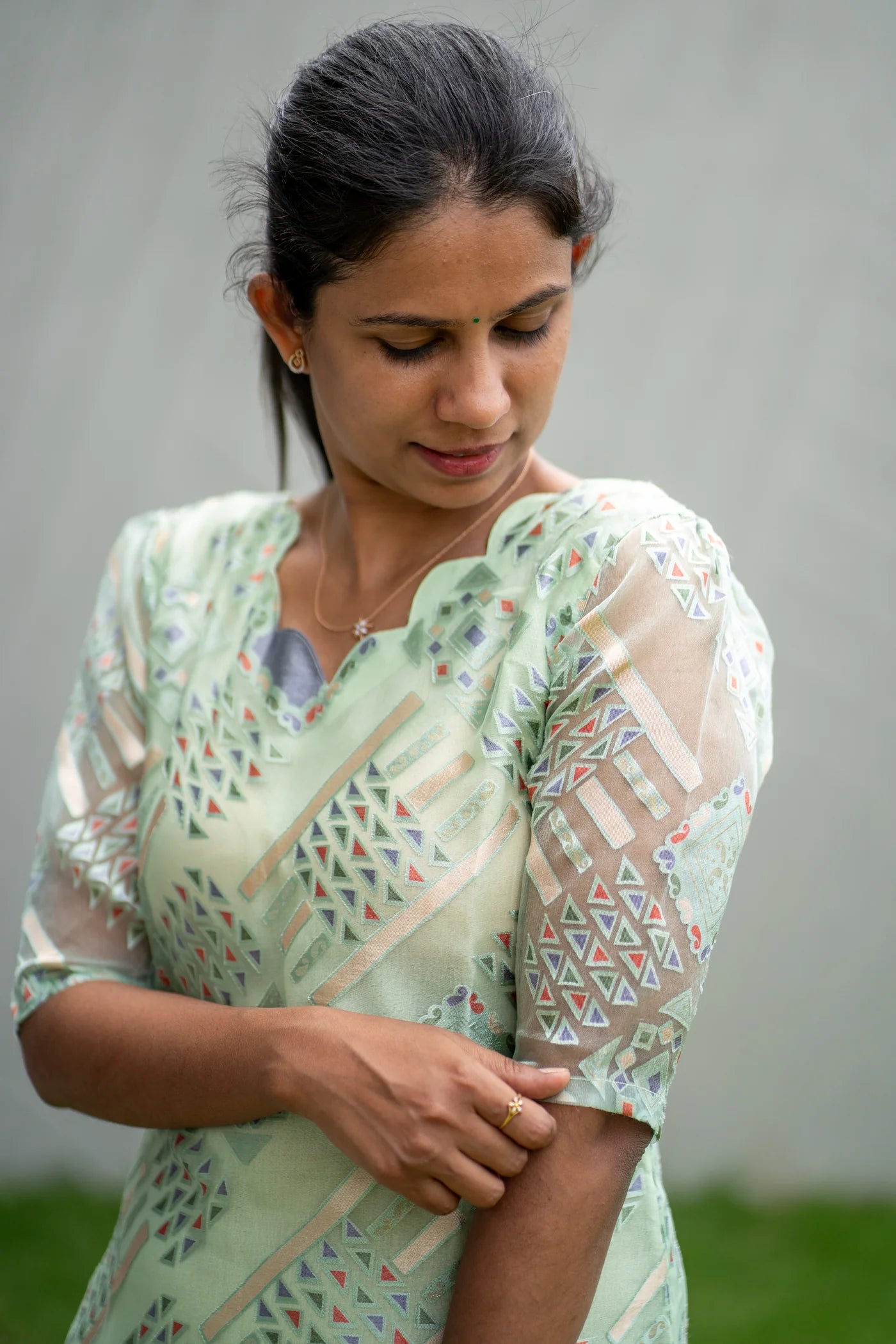 Eilaa - Pastel Green Organza Top