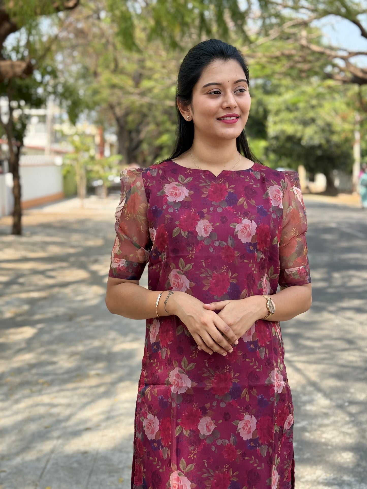 HUSH Organza Kurthi top Plum