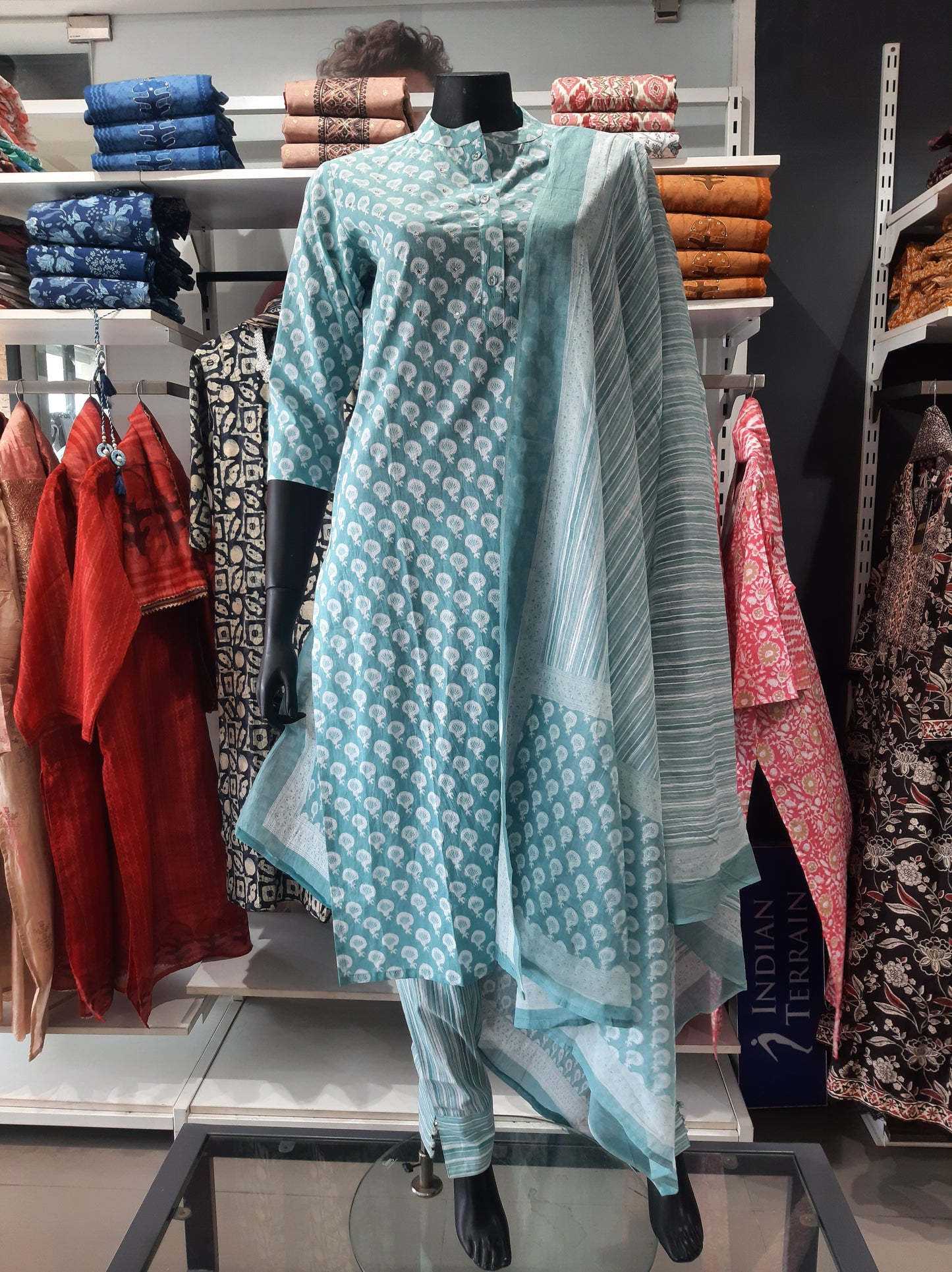 2835001SKYGREEN - Womens KURTHI SET