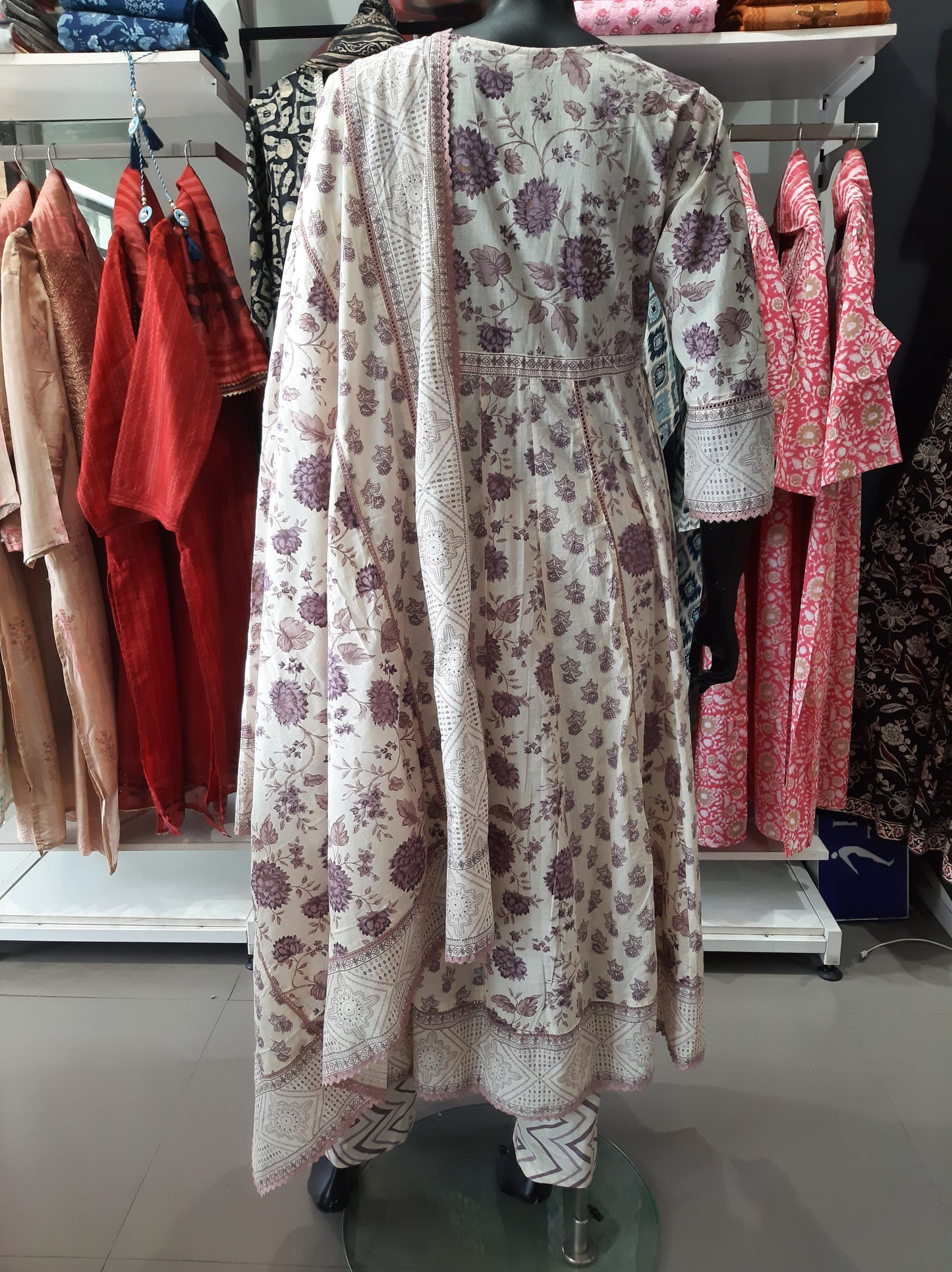2658400PURPLE - Womens 3 PCS KURTHI SET