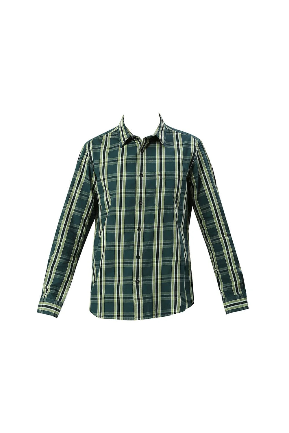 Basics Mens DK GREEN SLIM CHECKS SHIRT - 24BSH54775