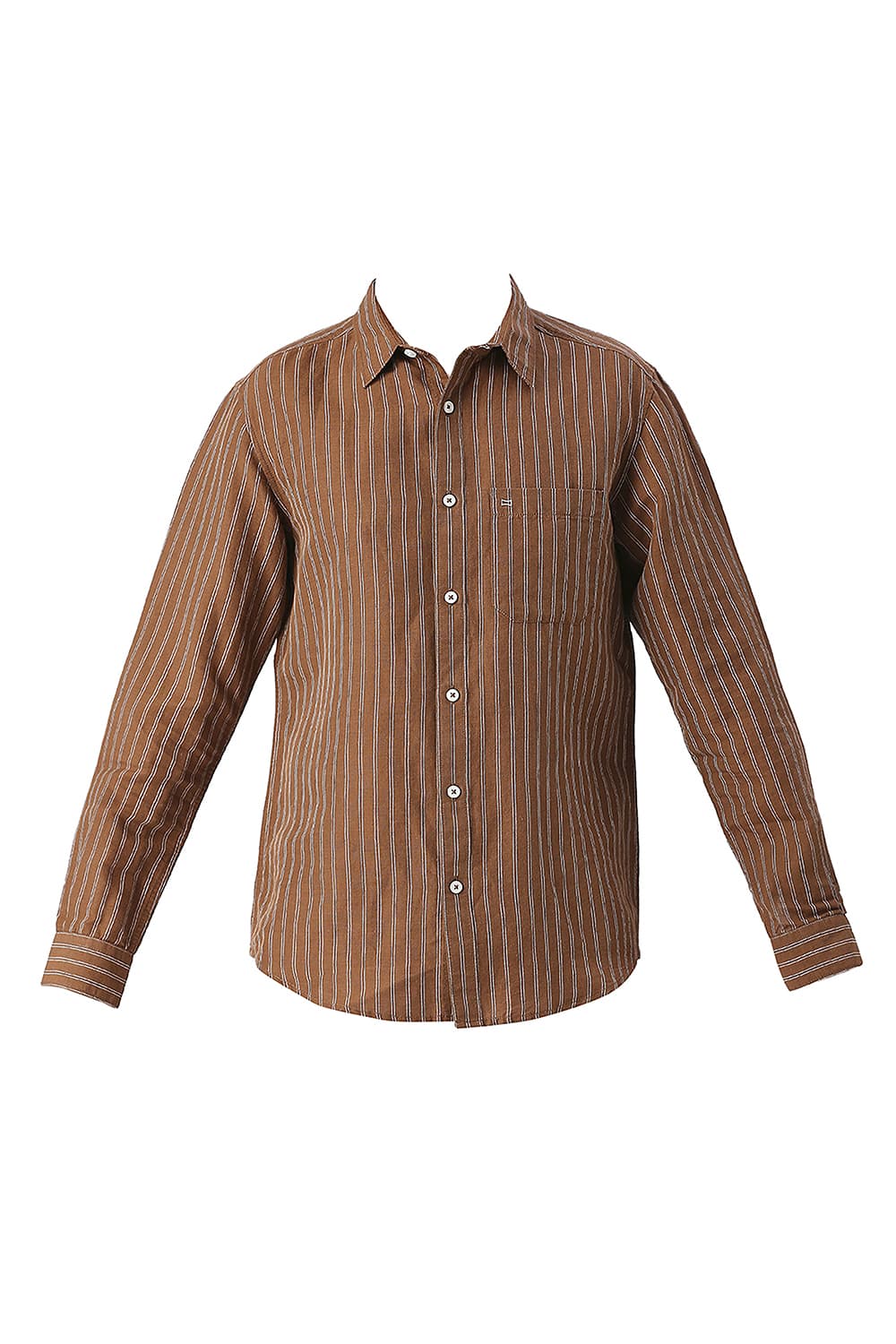 Basics Mens BROWN SLIM STRIPES SHIRT - 24BSH54784