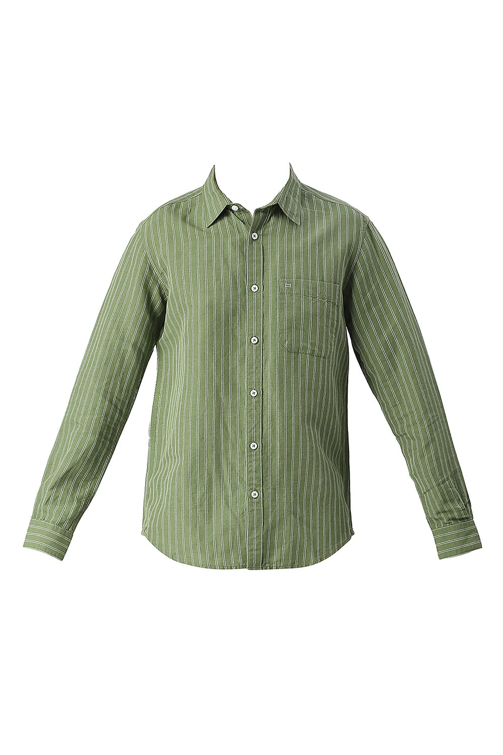 Basics Mens GREEN SLIM STRIPES SHIRT - 24BSH54785