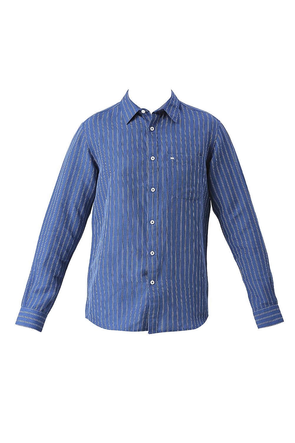 Basics Mens BLUE SLIM STRIPES SHIRT - 24BSH54786