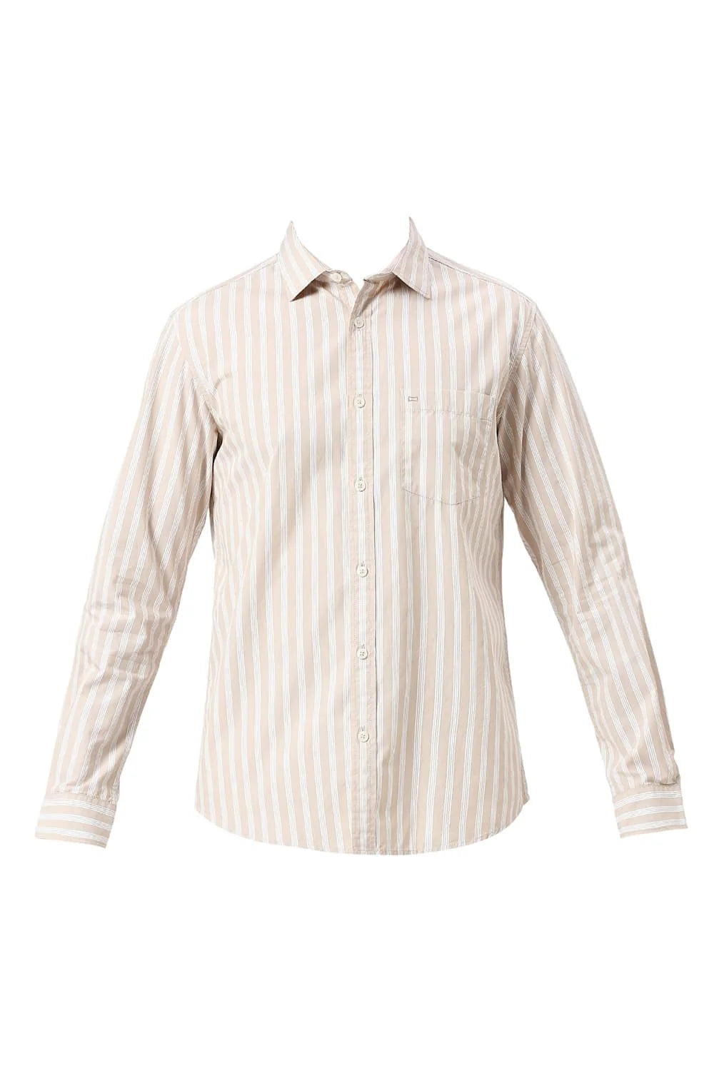 Basics Mens BEIGE SLIM STRIPES SHIRT - 24BSH54809