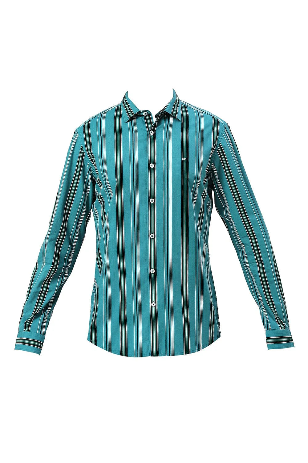 Basics Mens TEAL SLIM STRIPES SHIRT - 24BSH54819