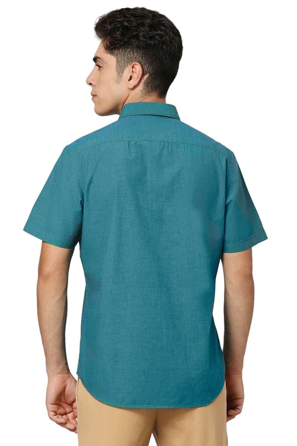 Basics Mens TEAL SLIM PLAIN SHIRT - 24BSH54860