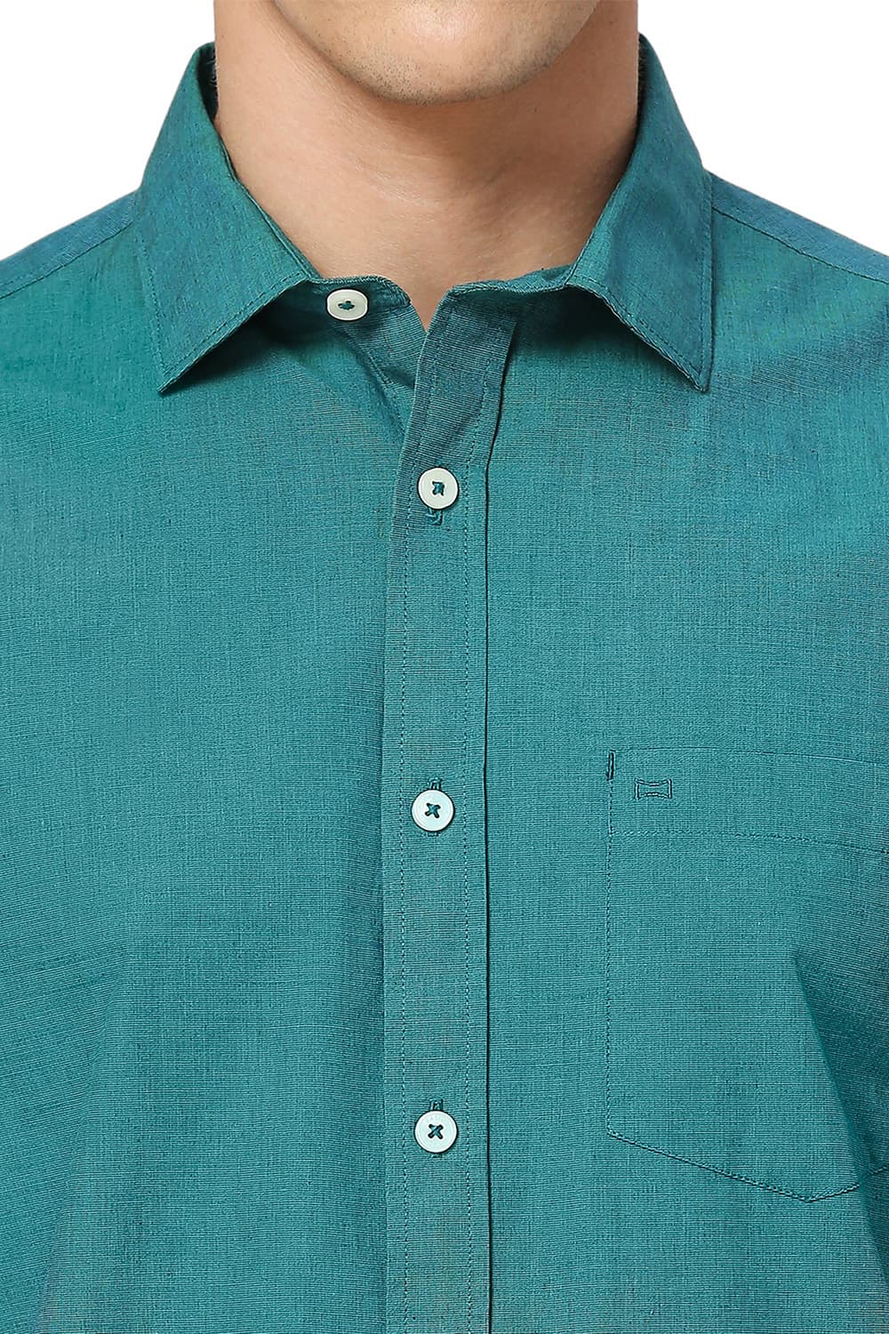 Basics Mens TEAL SLIM PLAIN SHIRT - 24BSH54860