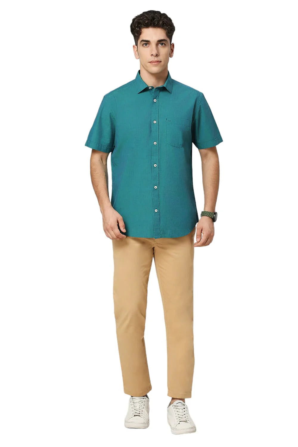 Basics Mens TEAL SLIM PLAIN SHIRT - 24BSH54860