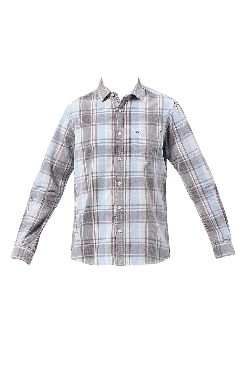 Basics Mens BLUE SLIM CHECKS SHIRT - 24BSH54877