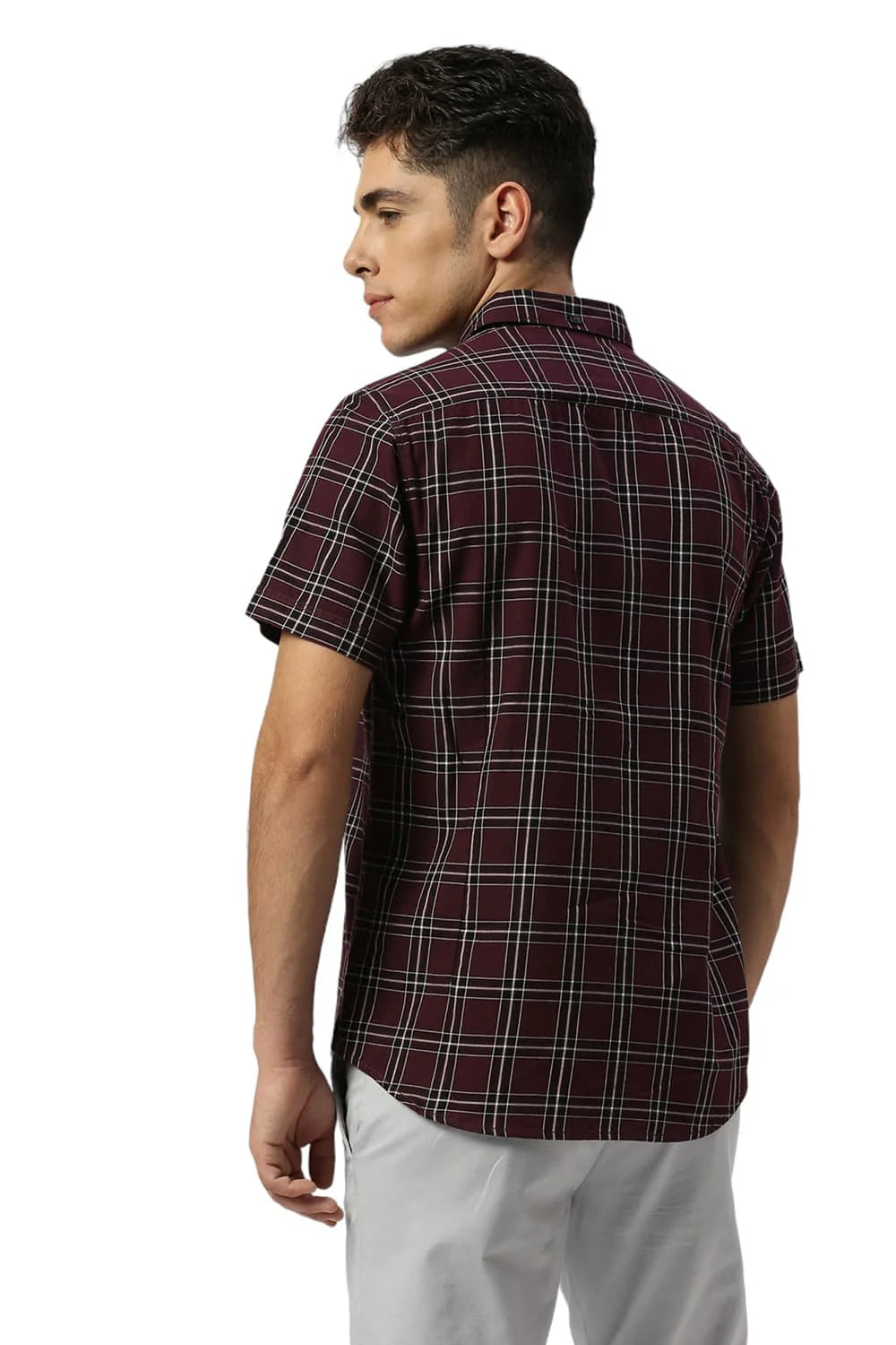 Basics Mens PURPLE SLIM CHECKS SHIRT - 24BSH54883