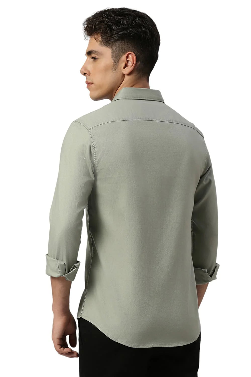 Basics Mens MID GREEN SLIM PLAIN SHIRT - 24BSH54889