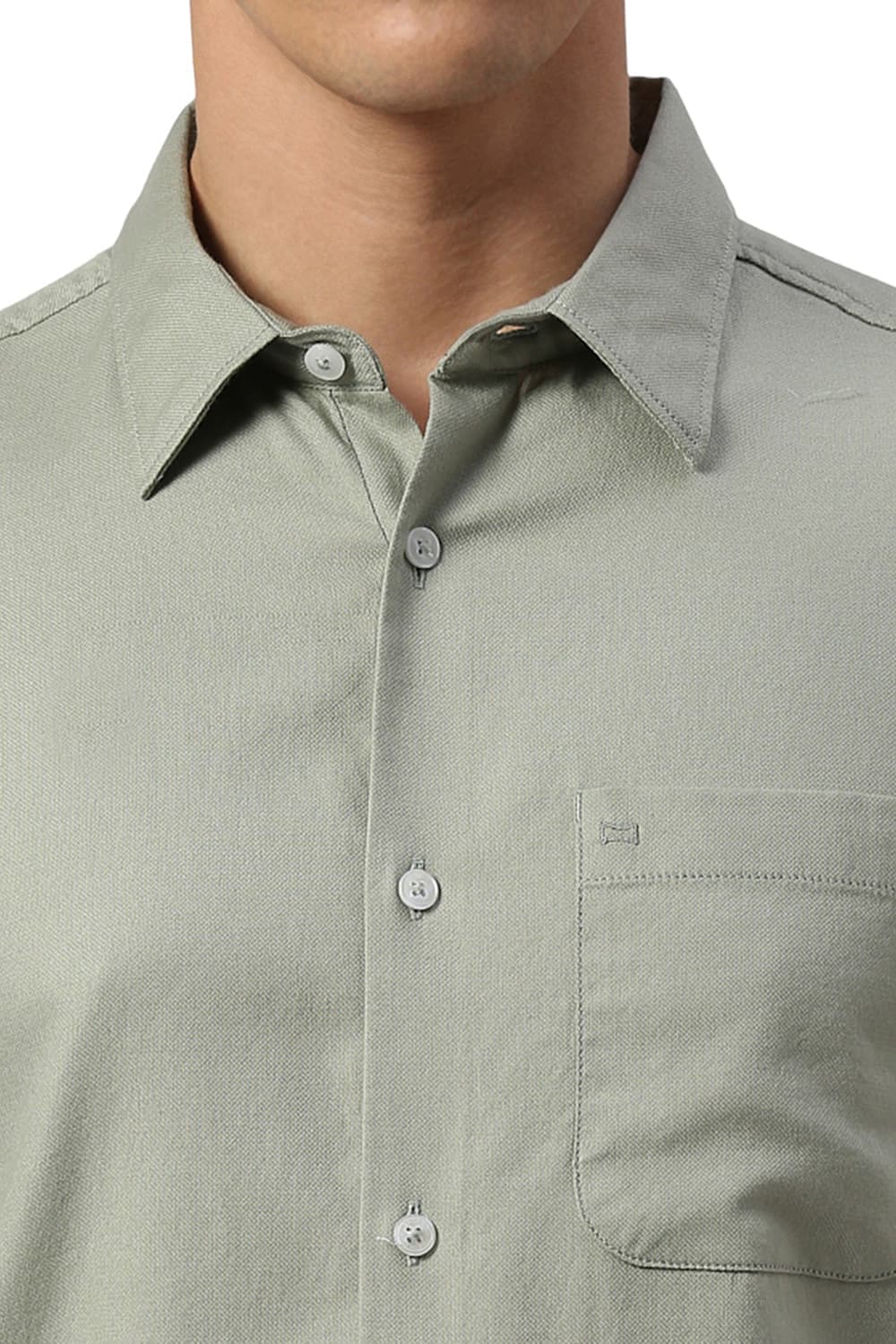 Basics Mens MID GREEN SLIM PLAIN SHIRT - 24BSH54889
