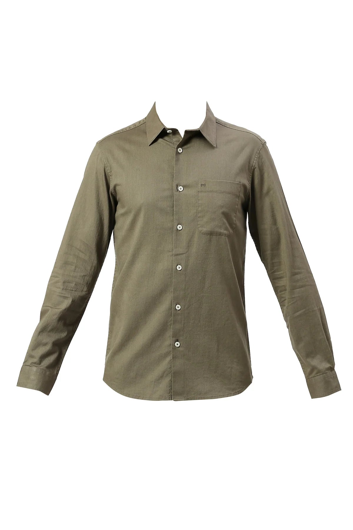 Basics Mens OLIVE SLIM PLAIN SHIRT - 24BSH54894