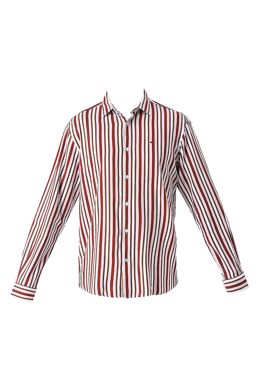 Basics Mens MAROON SLIM STRIPES SHIRT - 24BSH54938