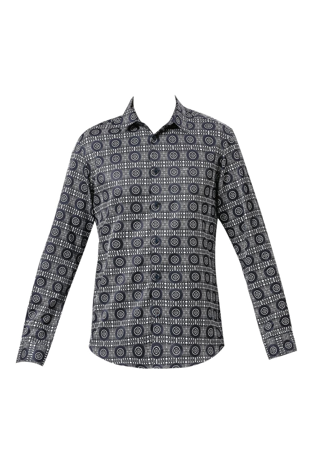 Basics Mens NAVY SLIM PRINT SHIRT - 24BSH54942