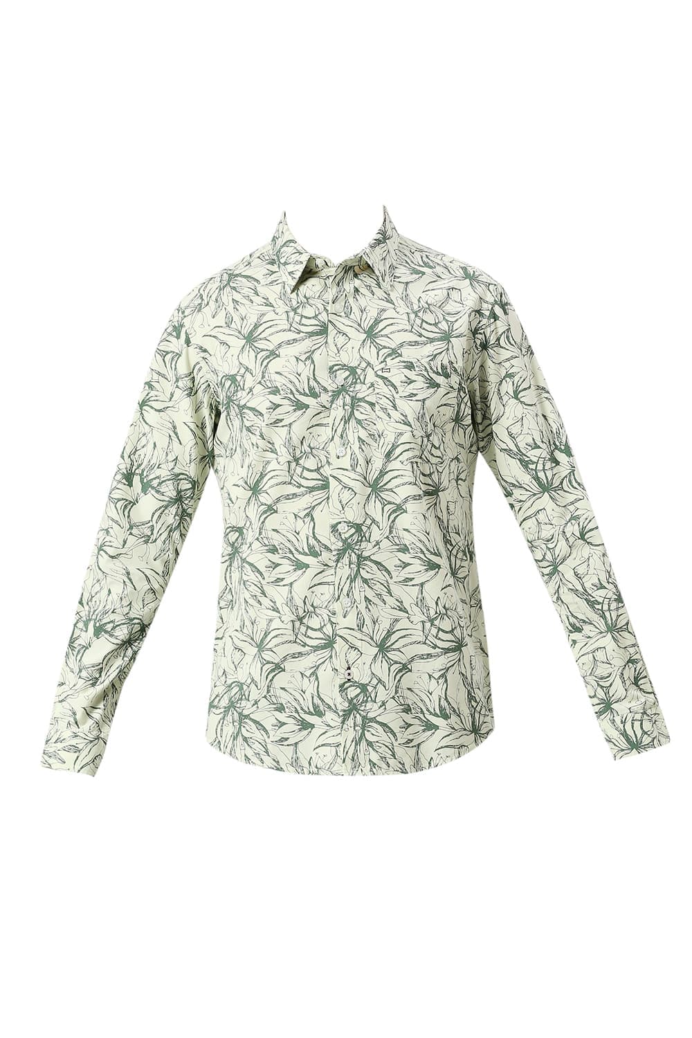 Basics Mens LT GREEN SLIM PRINT SHIRT - 24BSH55120