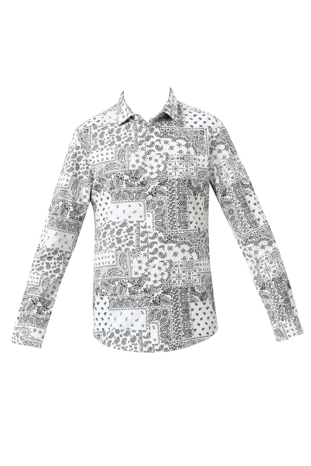 Basics Mens WHITE SLIM PRINT SHIRT - 24BSH55124