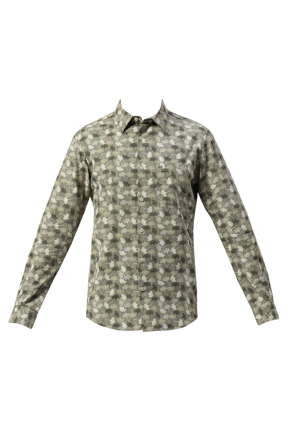 Basics Mens OLIVE SLIM PRINT SHIRT - 24BSH55128