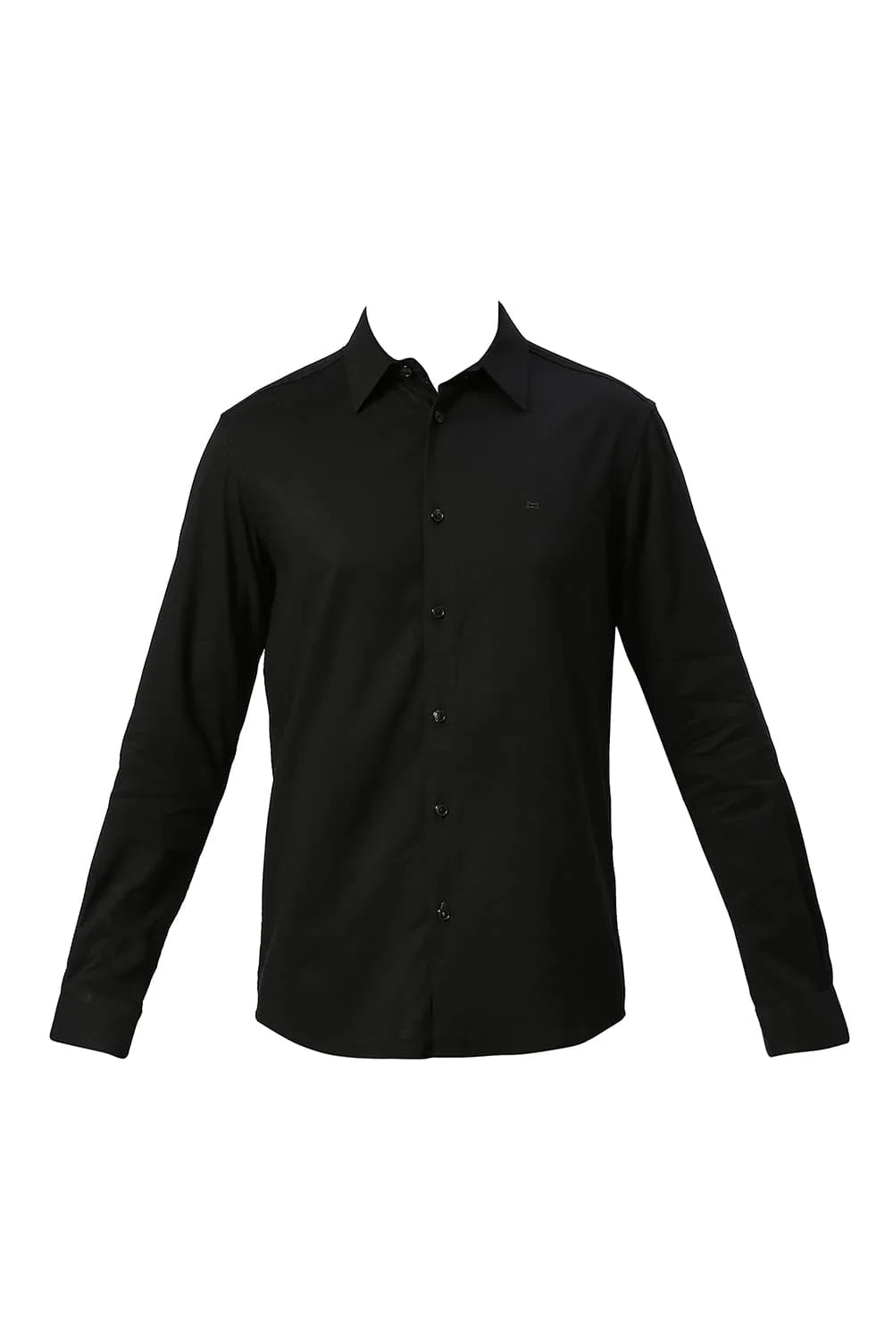 Basics Mens BLACK SLIM SELF SHIRT - 24BSH55151