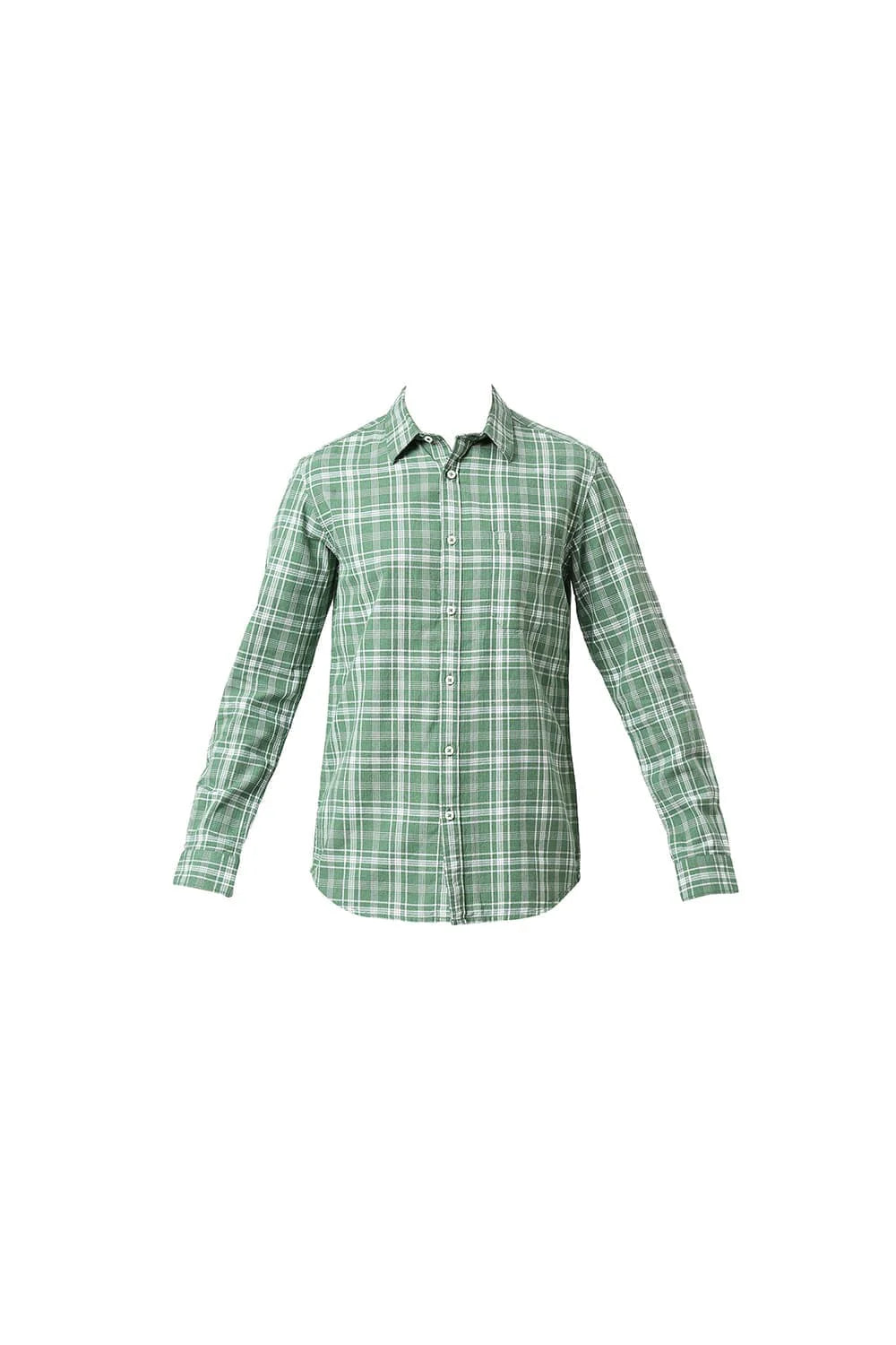 Basics Mens GREEN SLIM CHECKS SHIRT - 24BSH55172