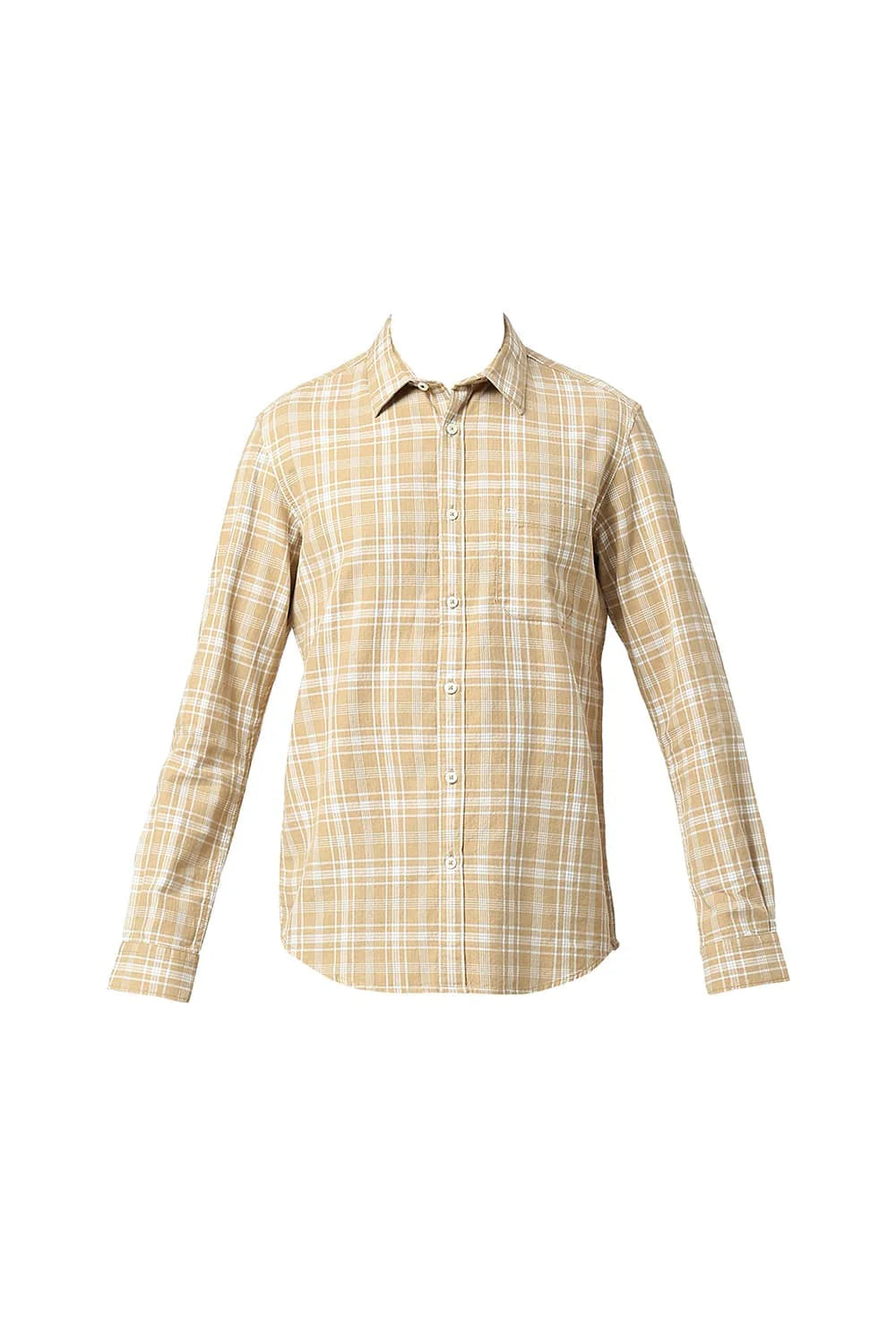 Basics Mens KHAKI SLIM CHECKS SHIRT - 24BSH55173