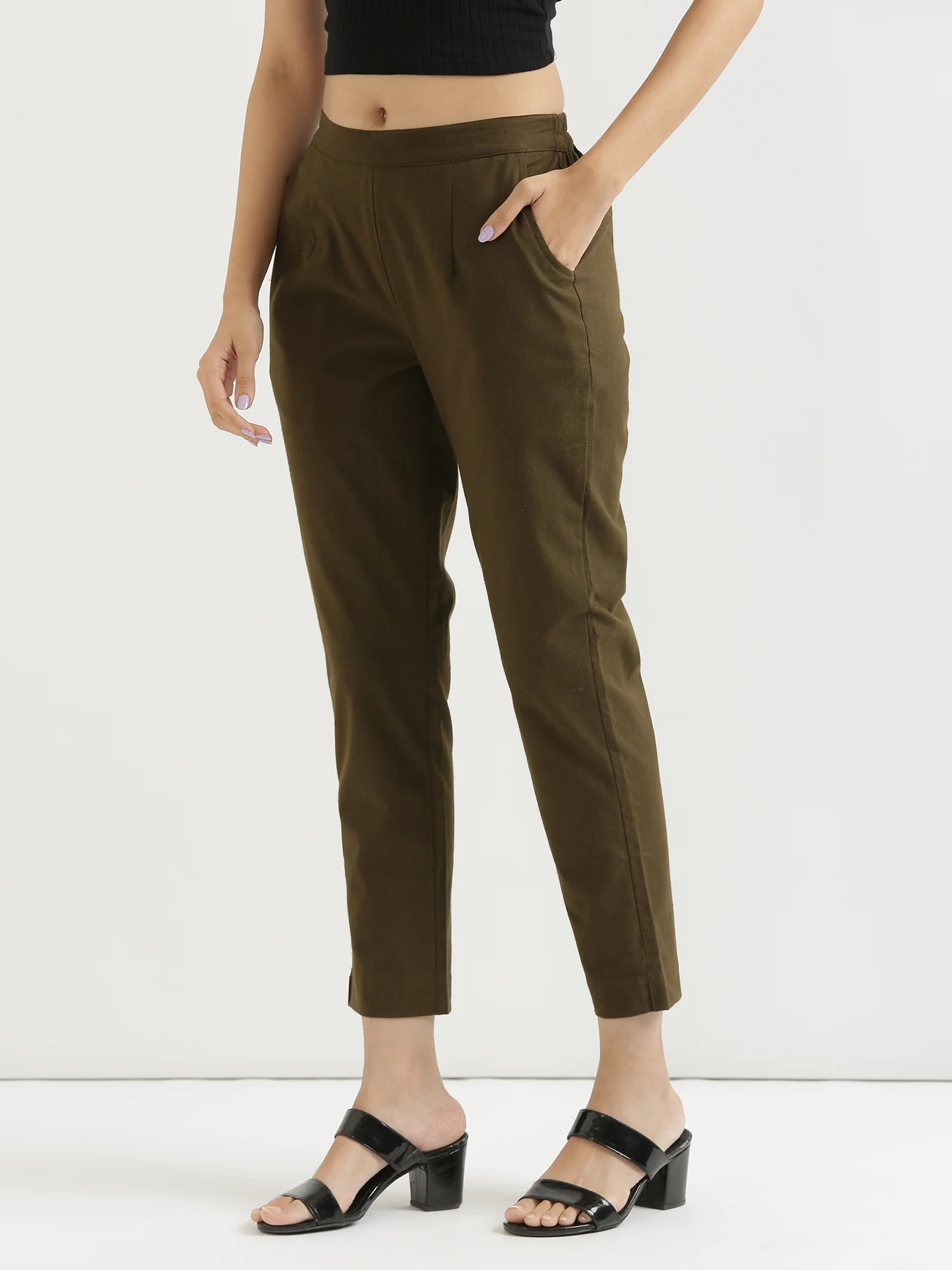 Everyday Cotton Pants - Olive green