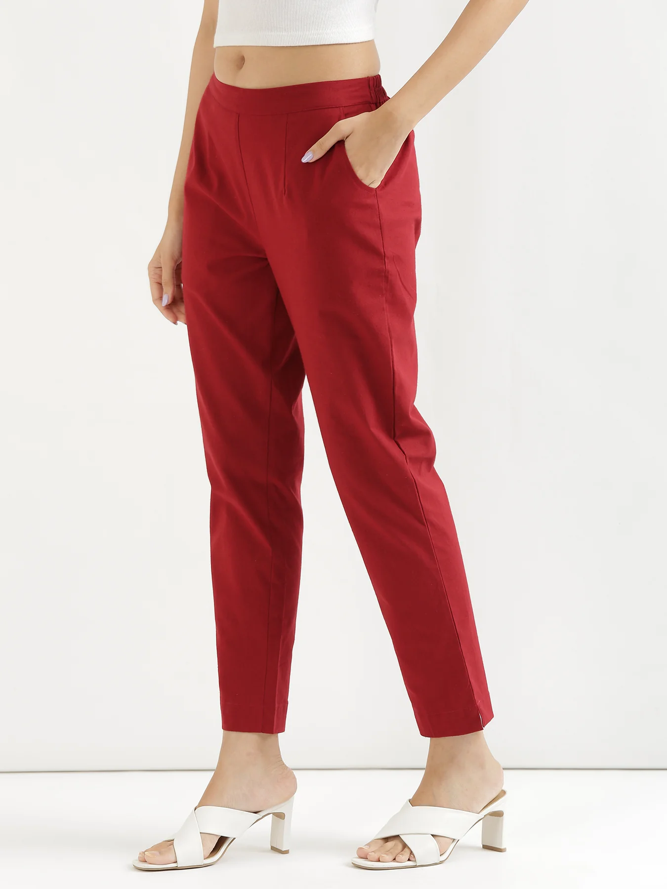 Everyday Cotton Pants - Maroon