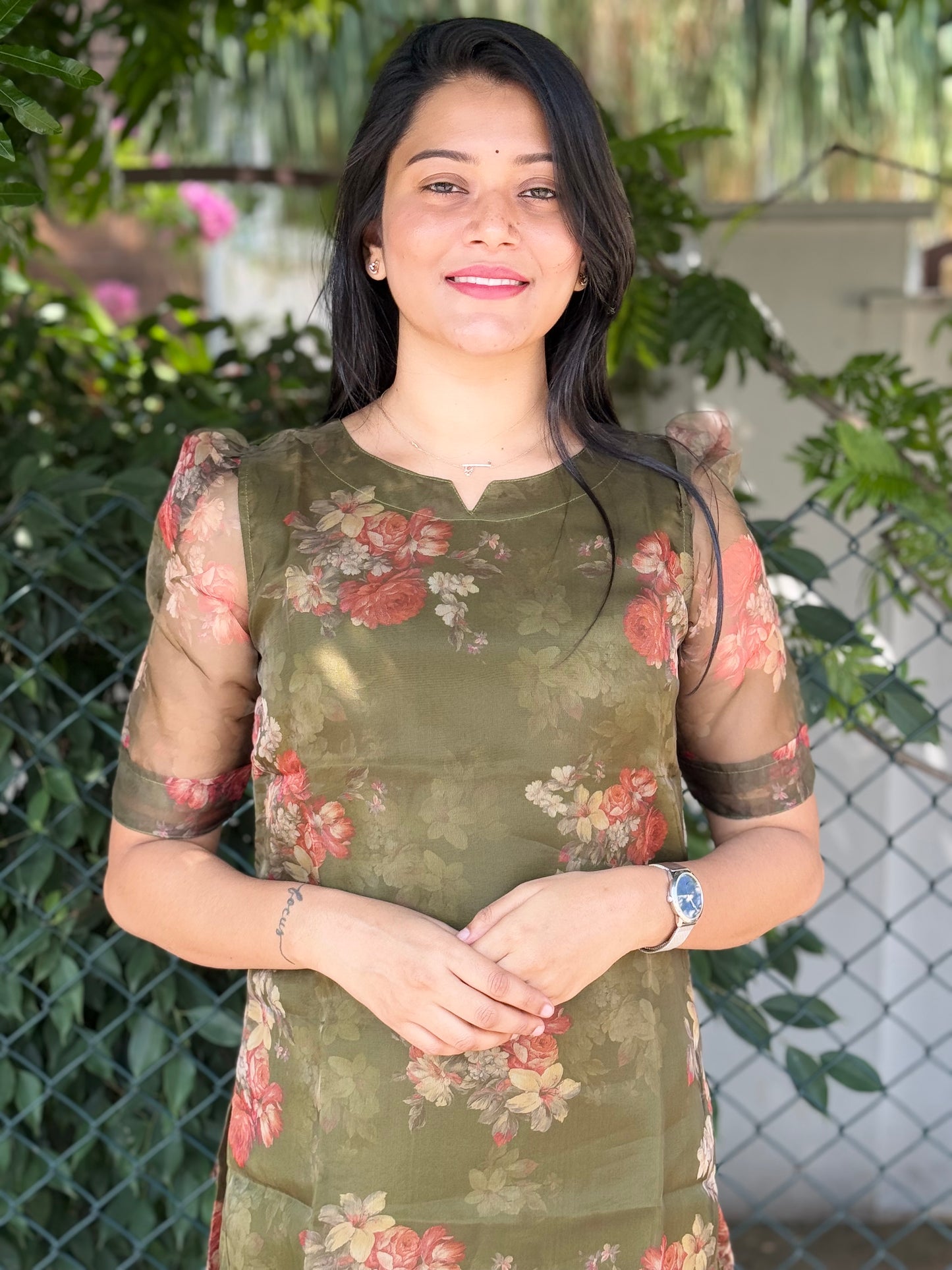 HUSH Organza Kurthi top Green
