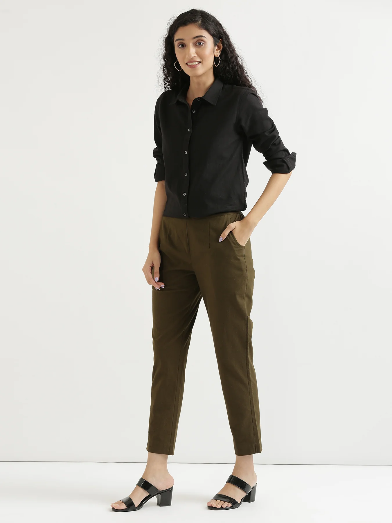 Everyday Cotton Pants - Olive green