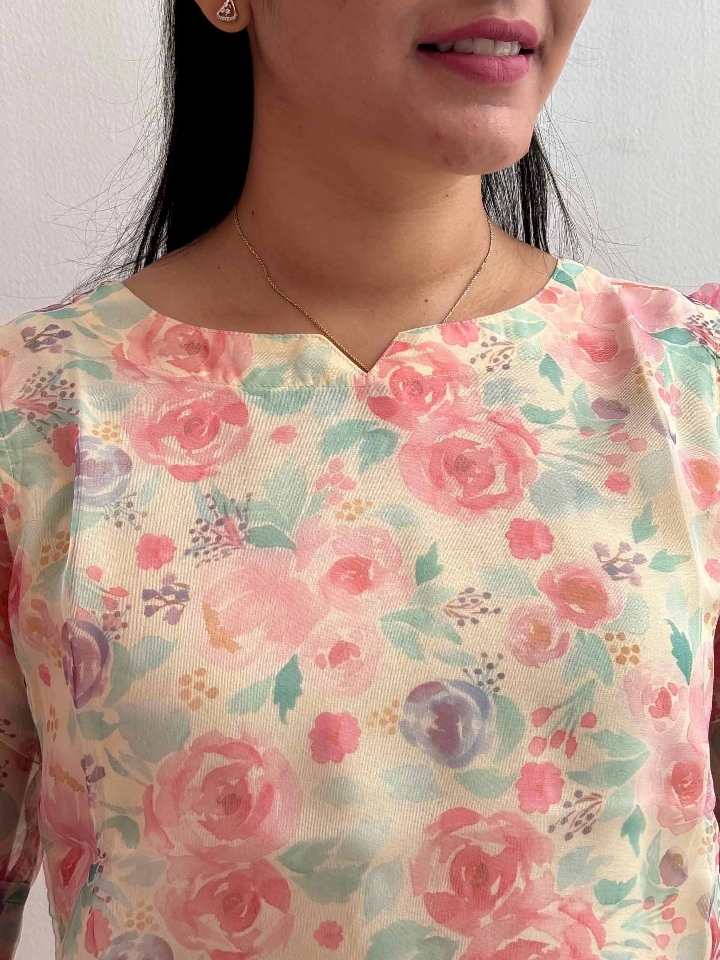 HUSH Organza Kurthi top Cream
