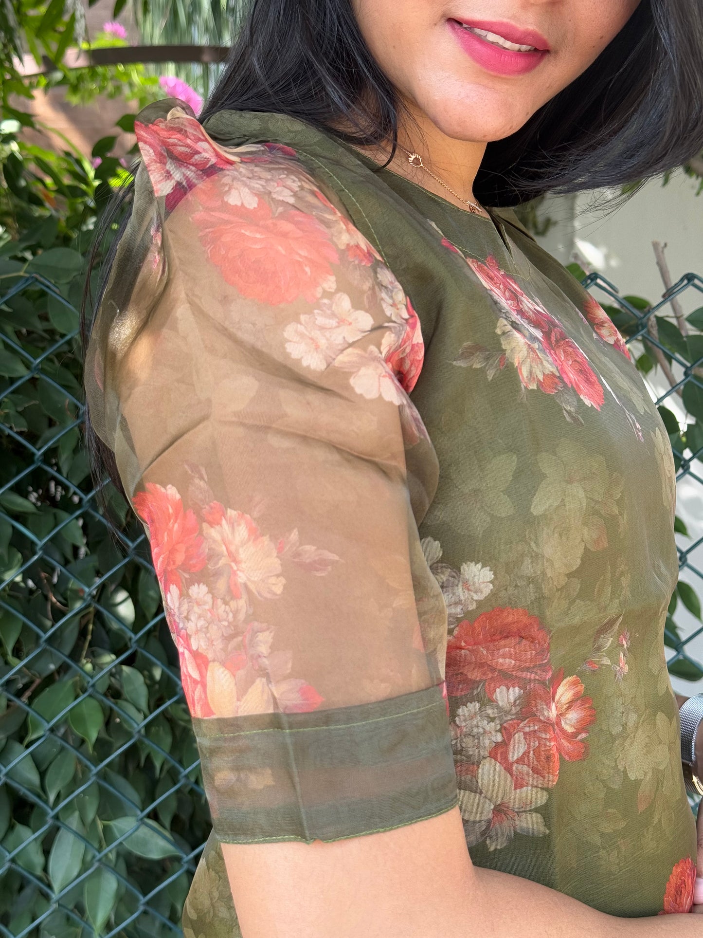 HUSH Organza Kurthi top Green