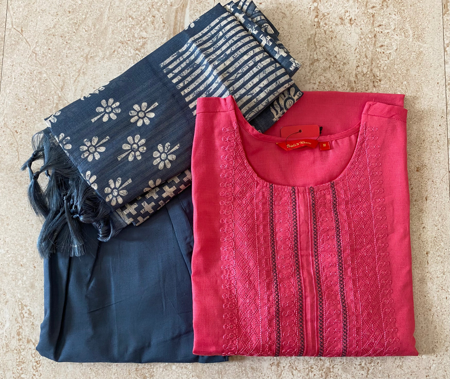 3 PCS KURTHI SET 2514002PINK