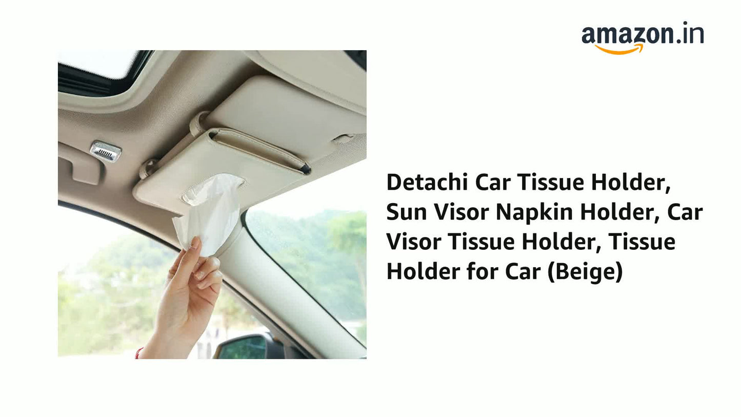 Detachi Car Tissue Holder, Sun Visor Napkin Holder, Car Visor Tissue Holder, Tissue Holder for Car (Beige)