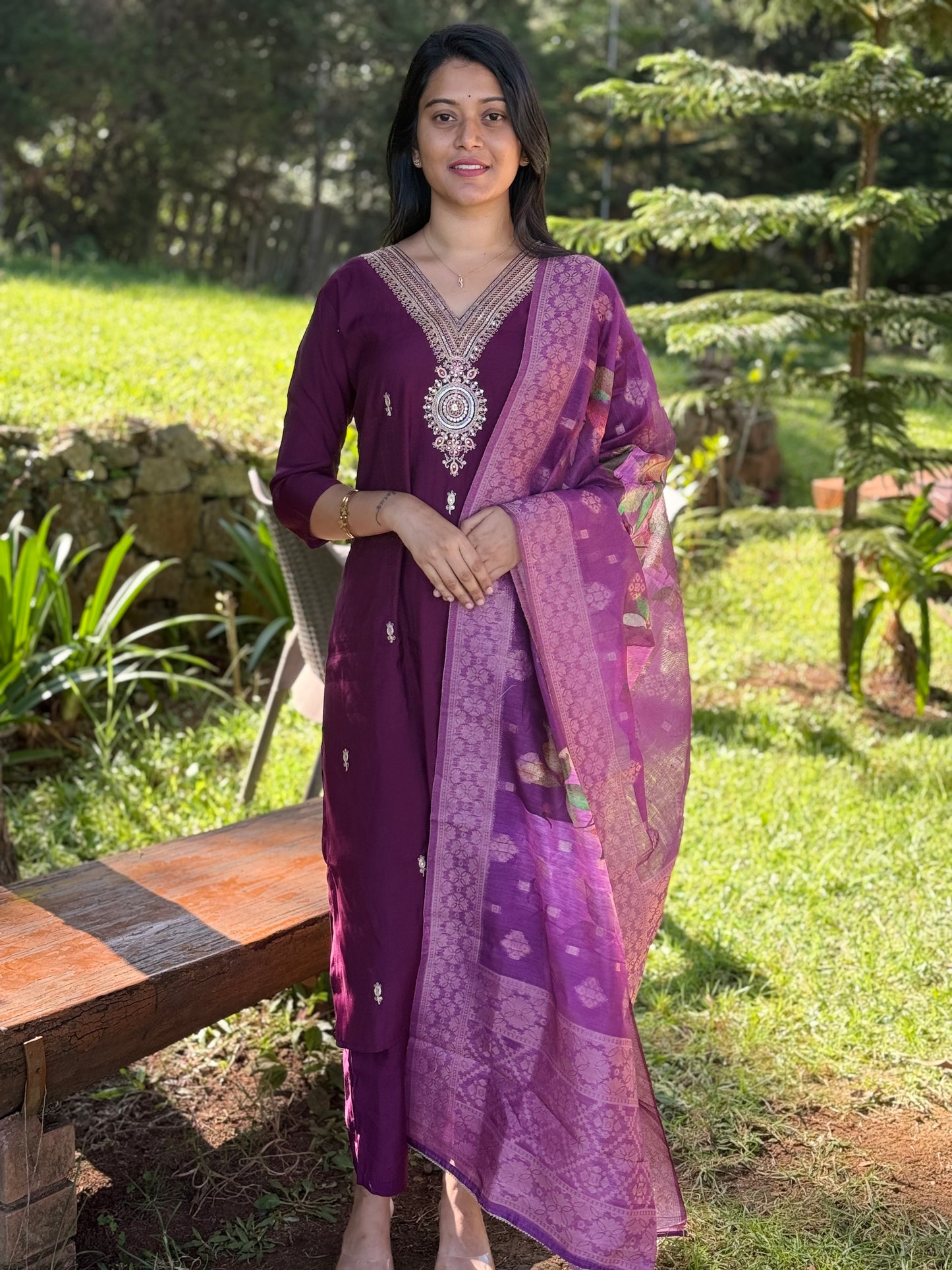 Womens Purple Straight Cut Top M - SUFFEEPurple