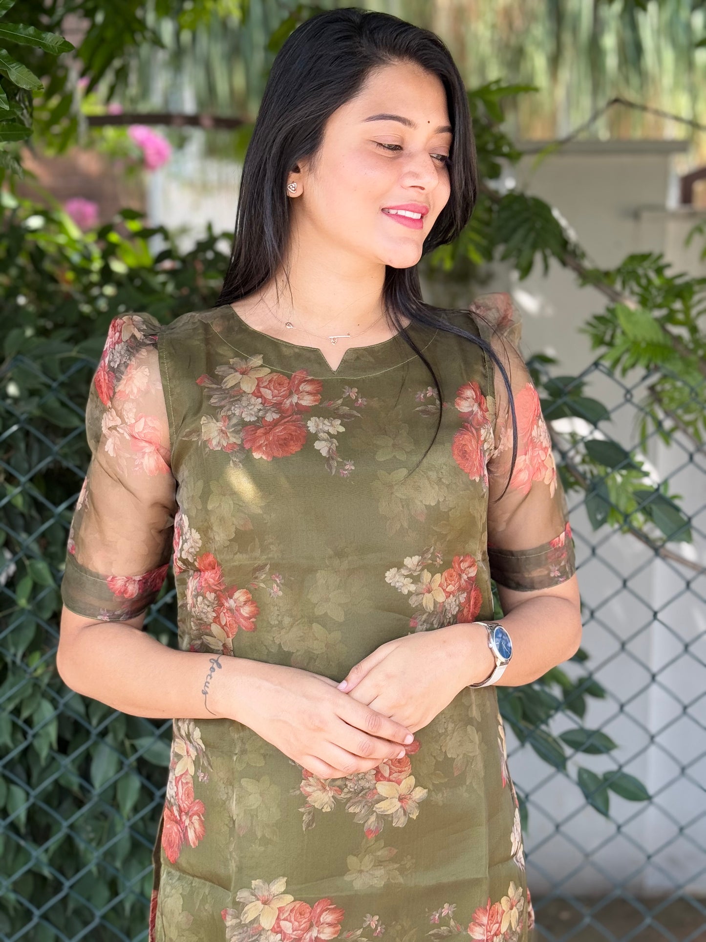HUSH Organza Kurthi top Green