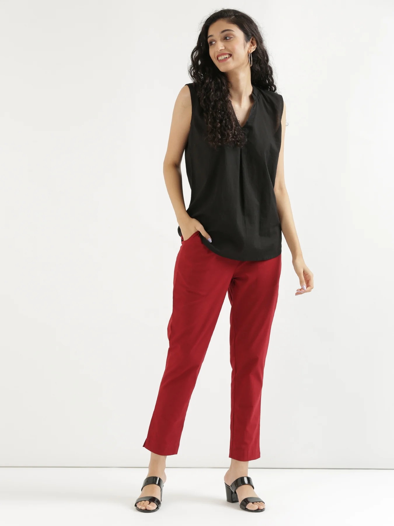 Everyday Cotton Pants - Maroon