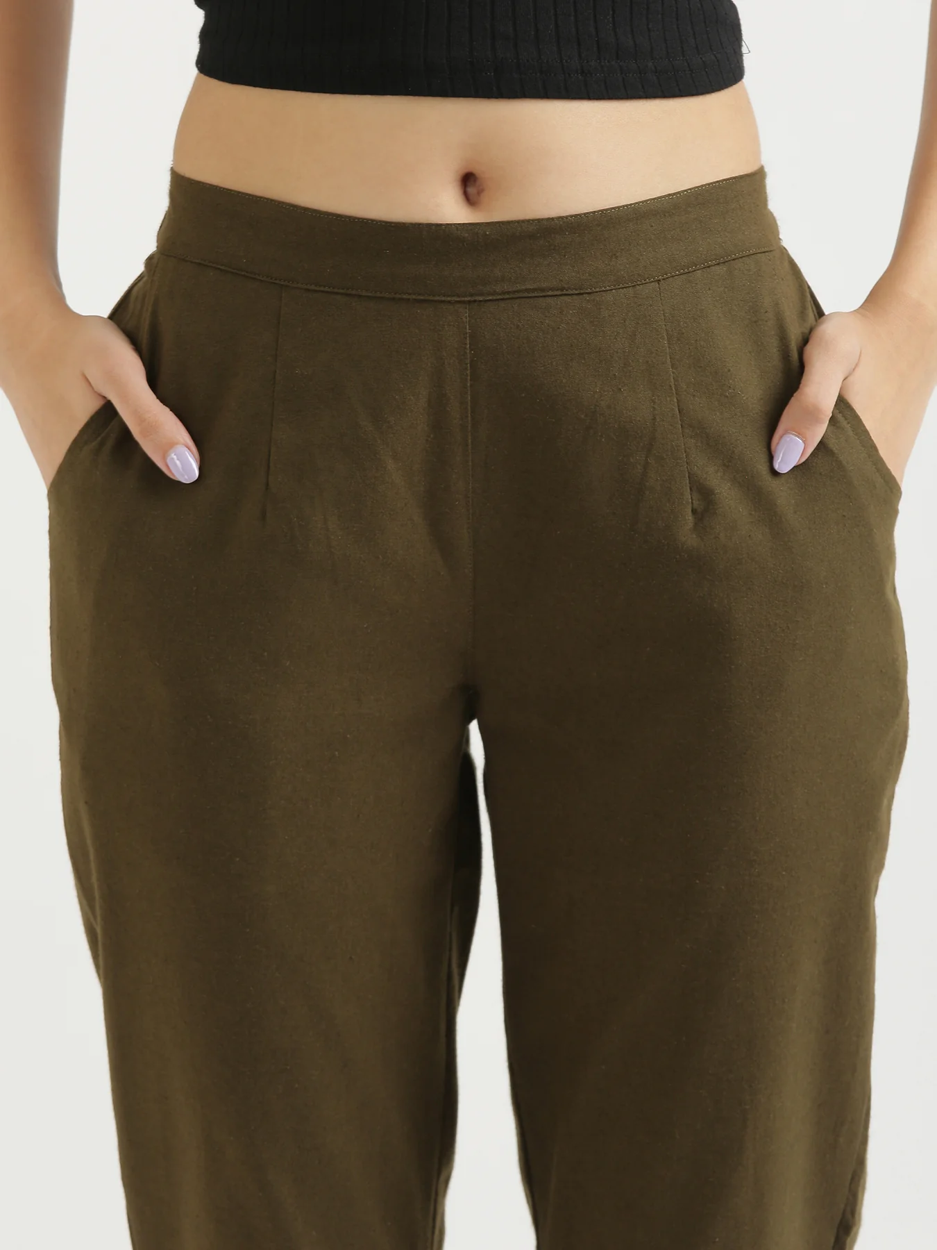 Everyday Cotton Pants - Olive green
