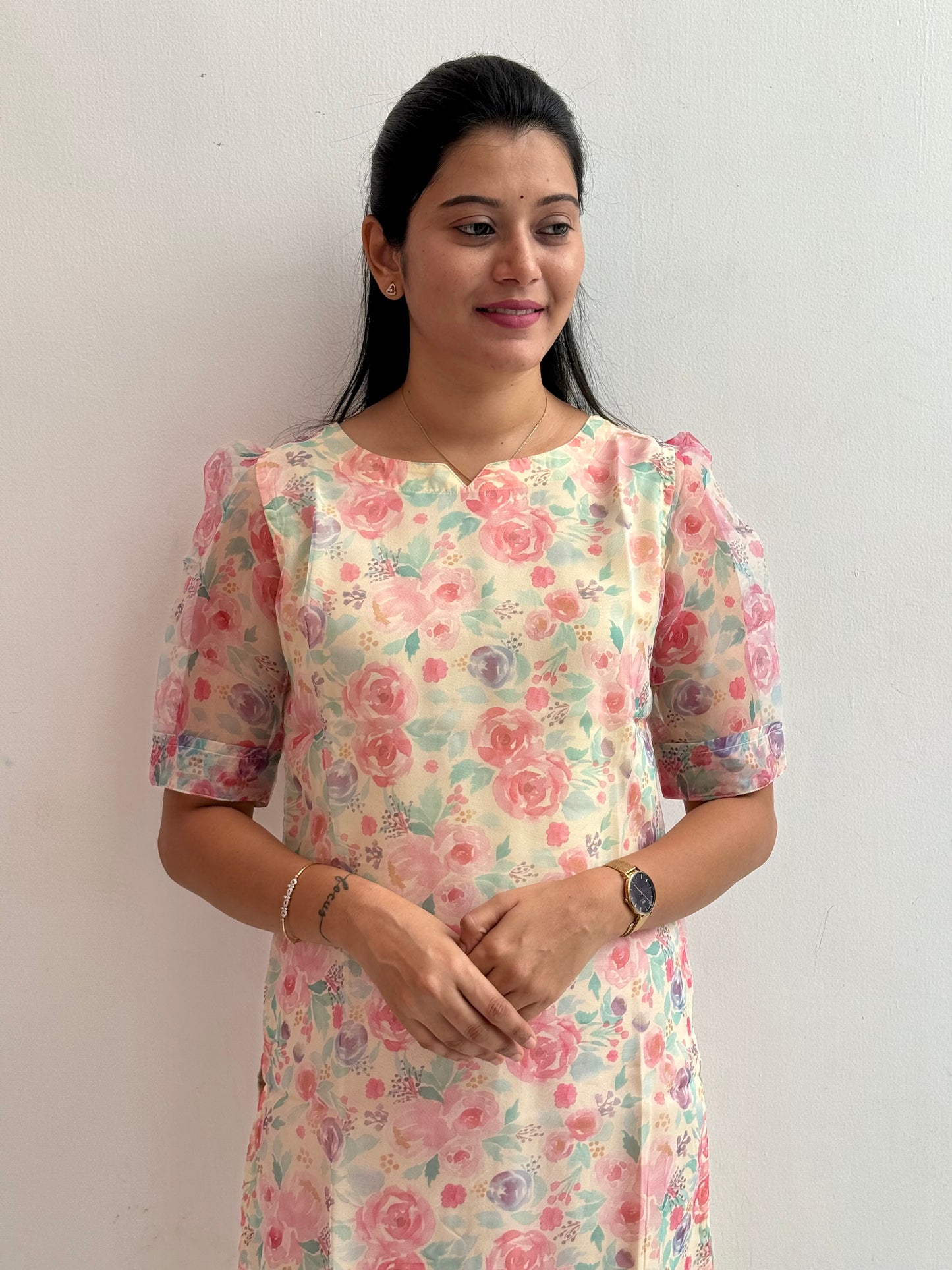 HUSH Organza Kurthi top Cream