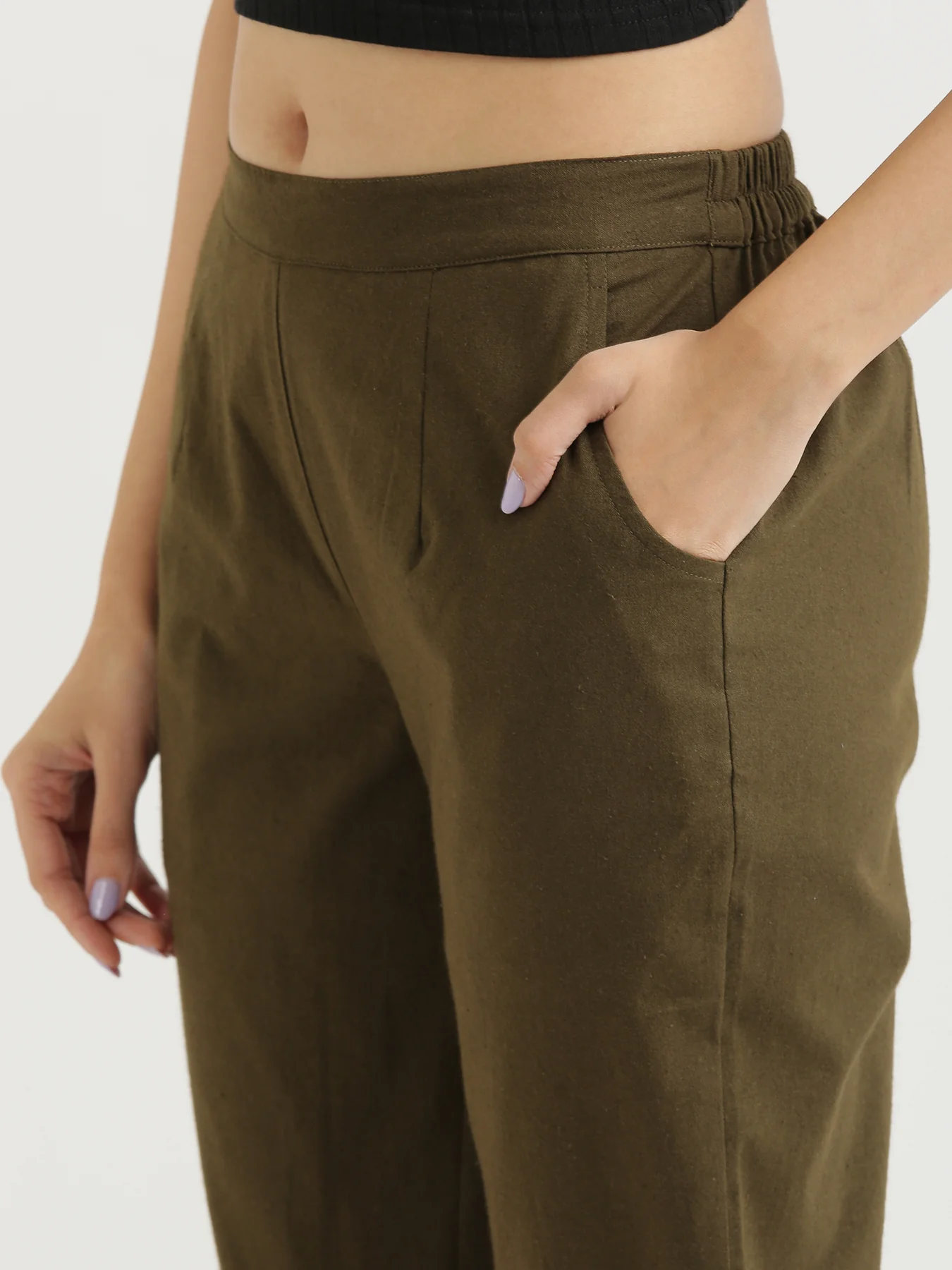 Everyday Cotton Pants - Olive green