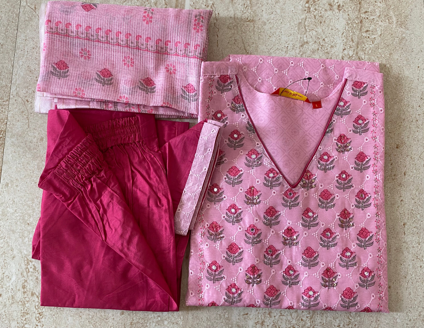 3 PCS KURTHI SET 1792123BABY PINK