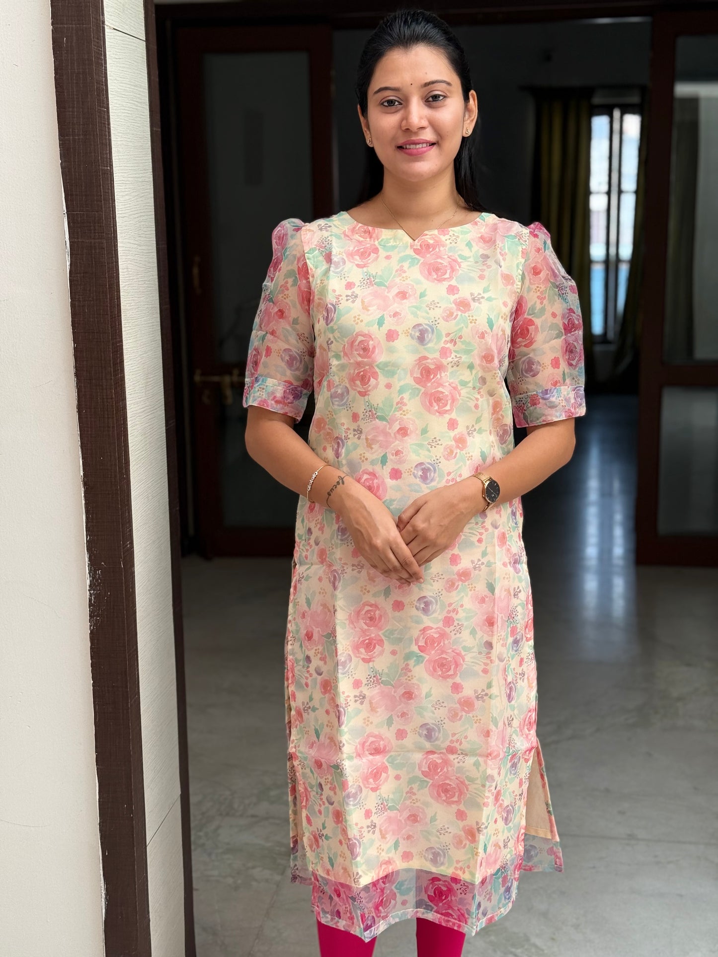 HUSH Organza Kurthi top Cream