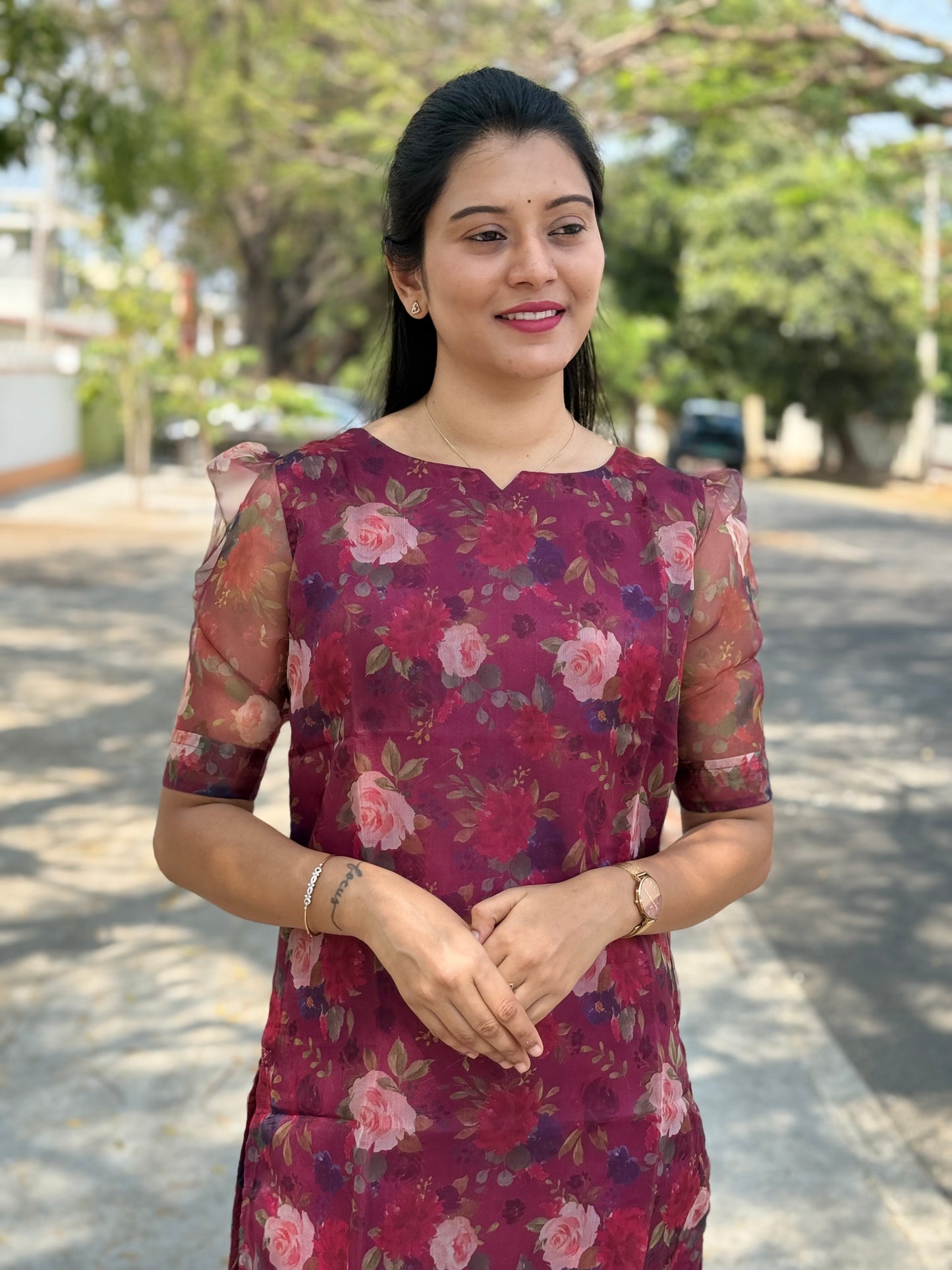 HUSH Organza Kurthi top Plum