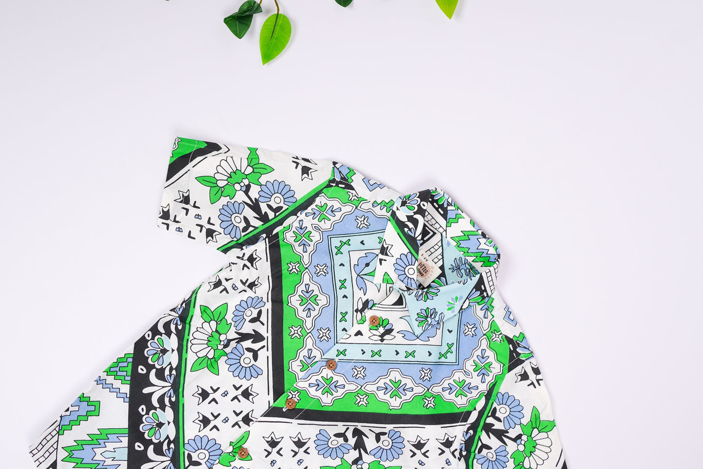 2404LDBSH0116 Boys Shirt Green Half Sleeve